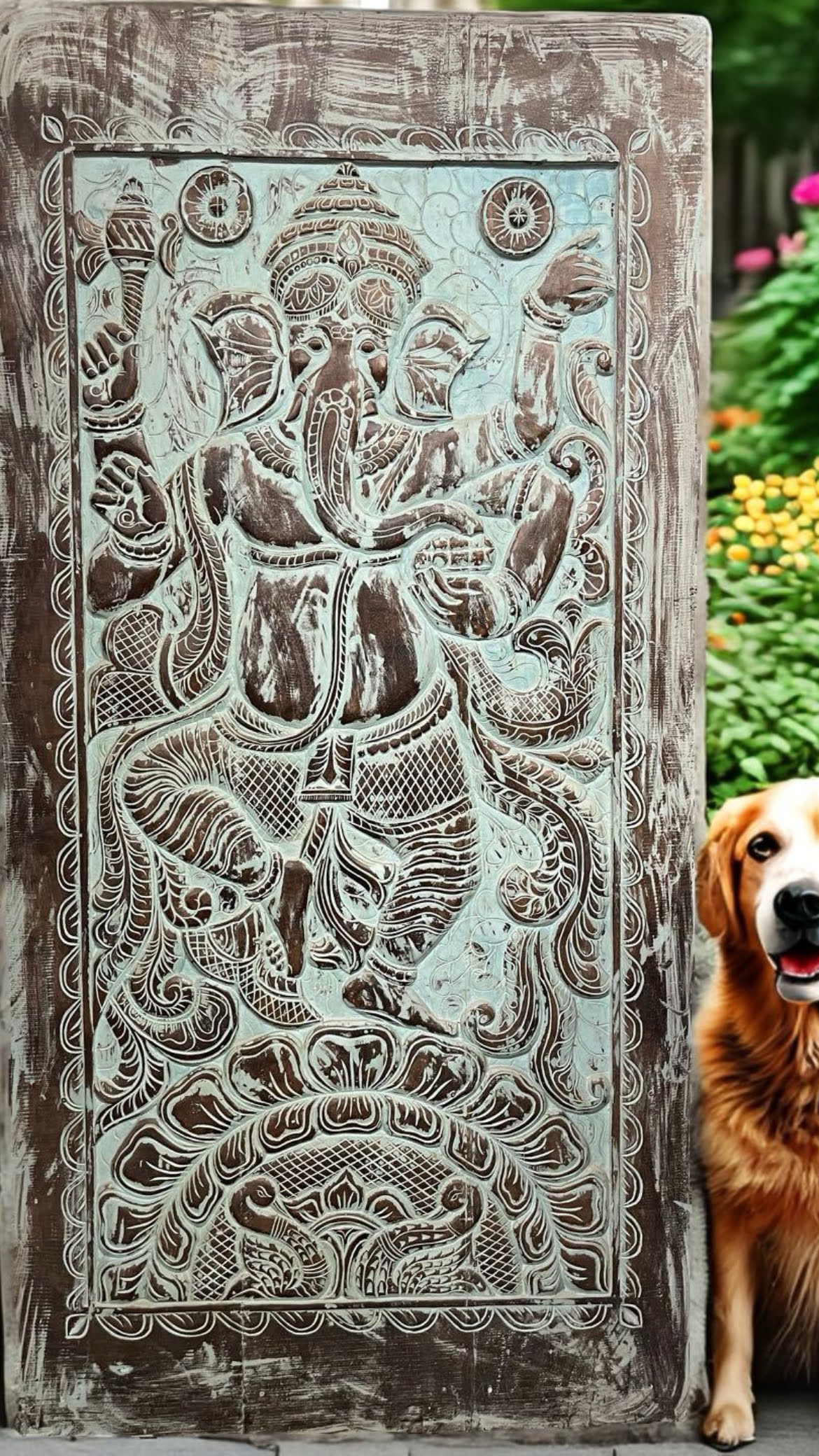 Creating an Enchanting Diwali Entryway with Lotus-Carved Doors and Ganesha Decor