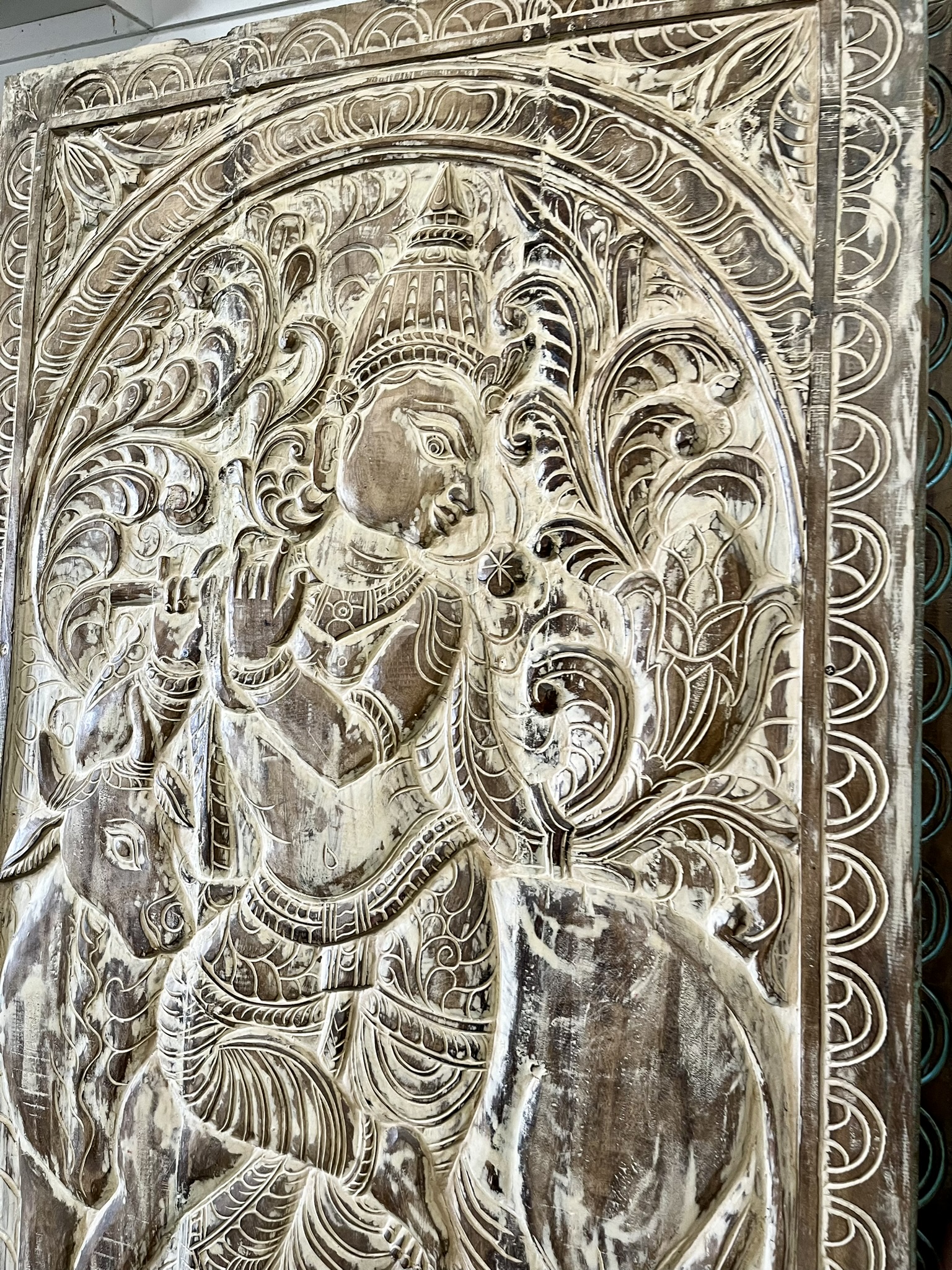 Zen Gardens Carved Wood Doors of Krishna & Ganesha