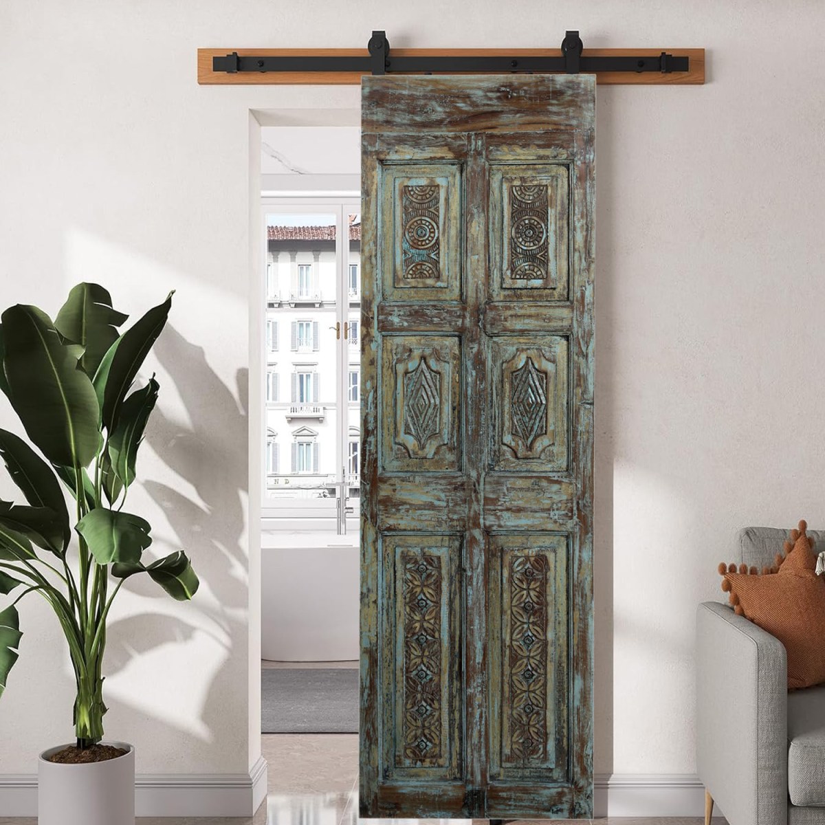 Floral Carved Farmhouse Barn Doors