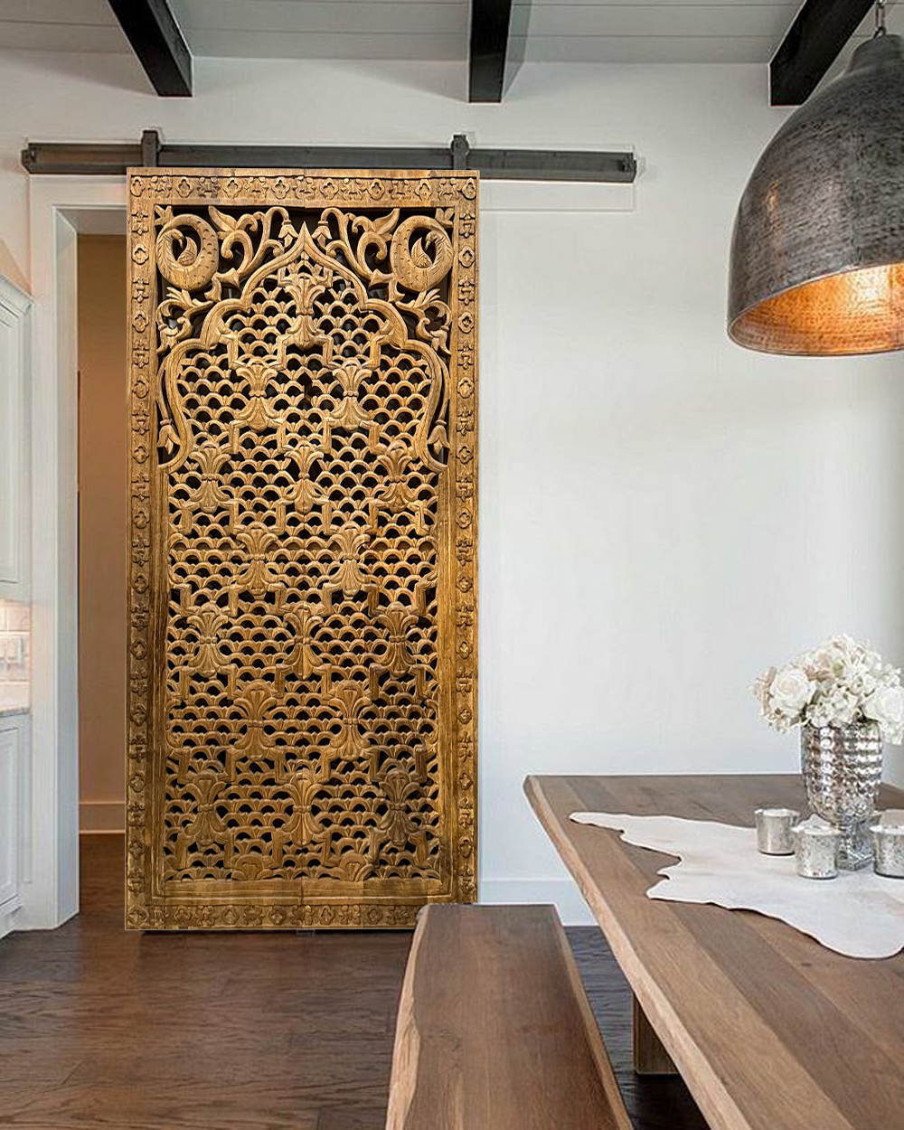 Colorful Boho Eclecticism & Antique Carved Doors