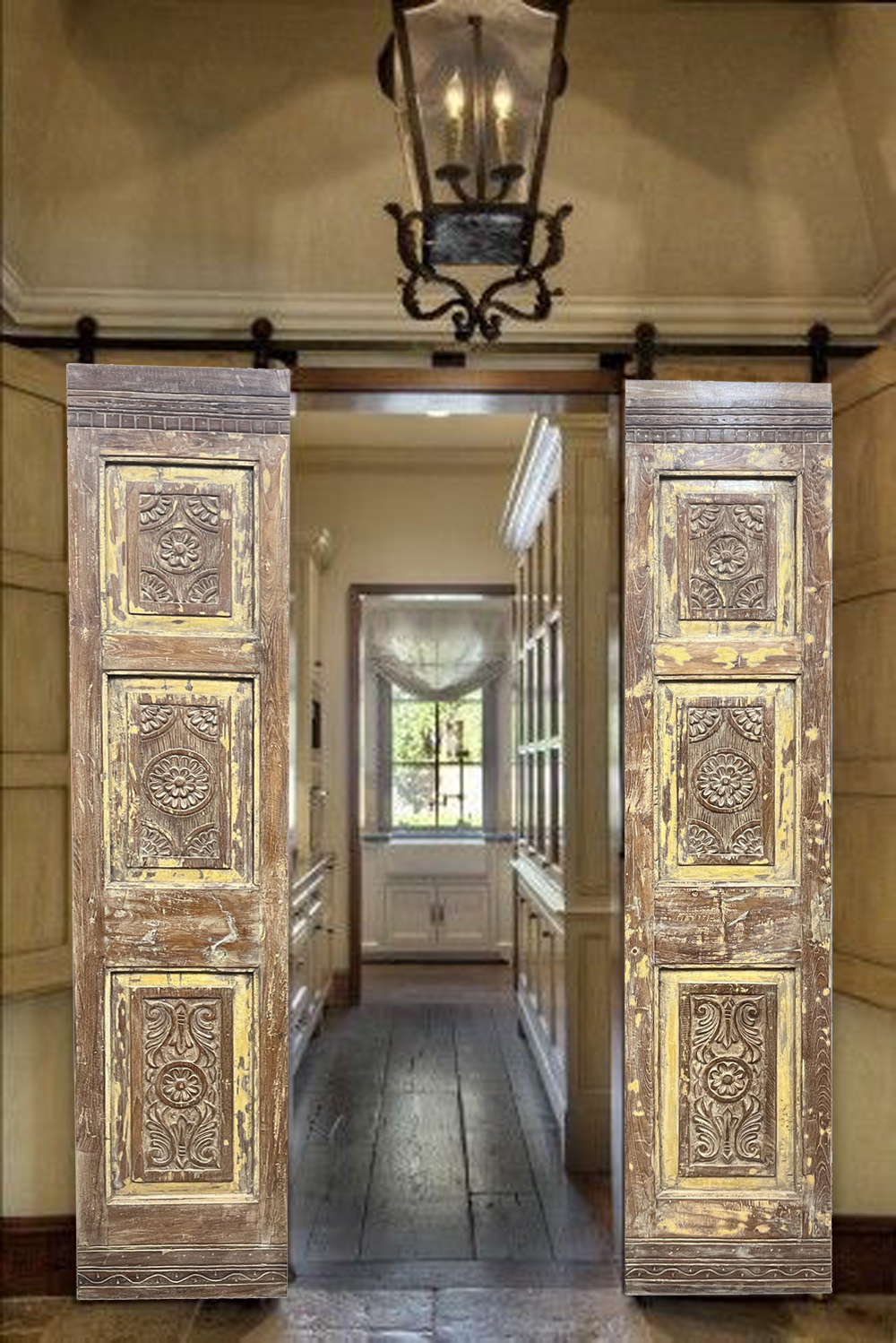 Midwest Luxury Farmhouse Remodel with Vintage Carved Doors from Mogul Interior