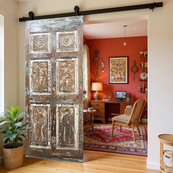 Reclaimed Wood Barndoors, Eclectic Farmhouse Design