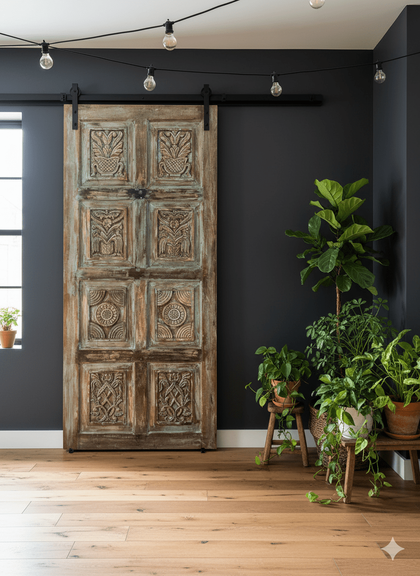 The Fusion Of Traditional Indian Artistry With Modern Barn Doors