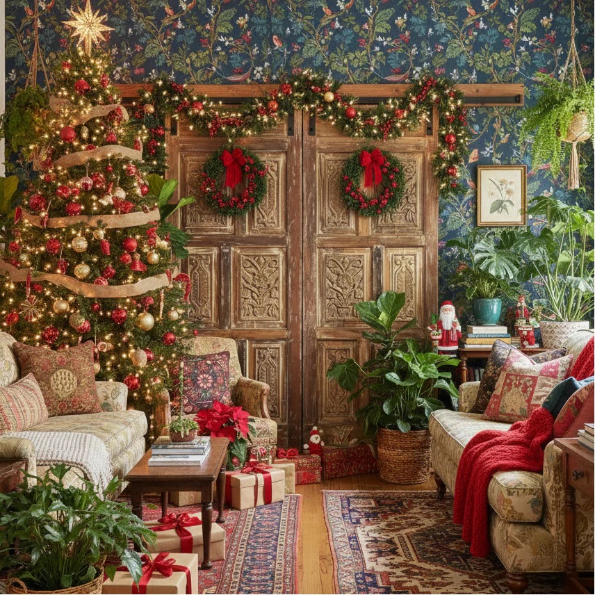 Christmas Decor Vintage Farmhouse Doors