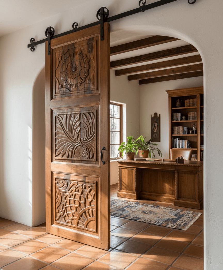 Rustic Elegance Meets Indian Hand-Carved Doors