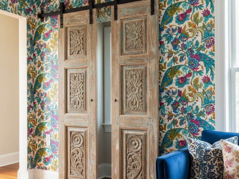 Style a Carved Indian Door with Modern Farmhouse or Boho&nbsp;Decor