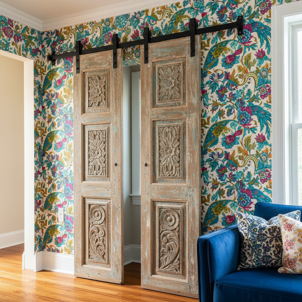 Style a Carved Indian Door with Modern Farmhouse or Boho Decor