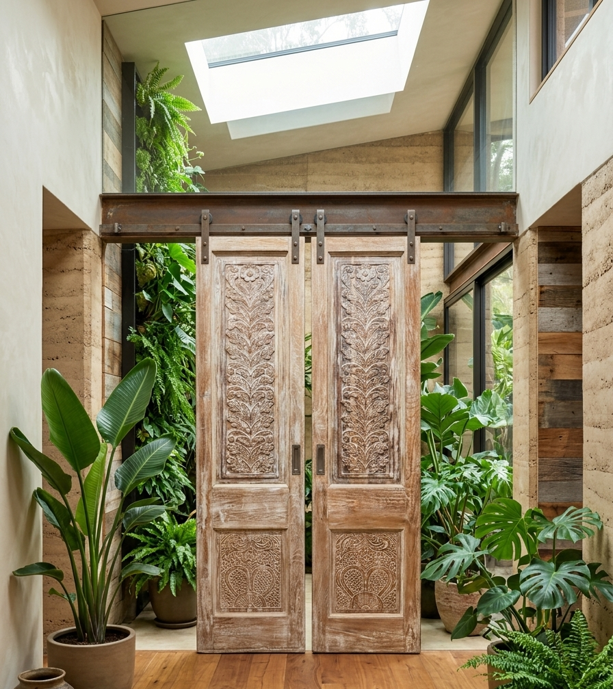 Maximalist Interior Design with Hand Carved Doors: A Nature-Inspired Tennessee Project