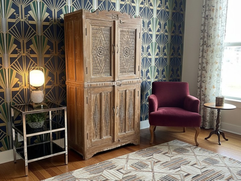 Antique Hand Carved Armoires Wine&nbsp;Cabinets