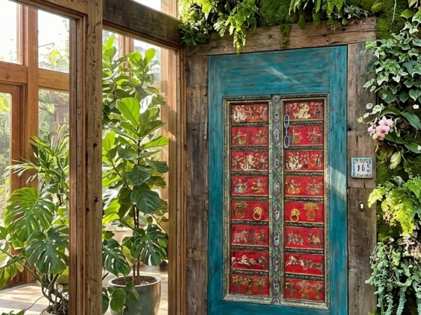 Vintage Carved Wood Doors: A Study in Rustic Eclectic&nbsp;Sophistication